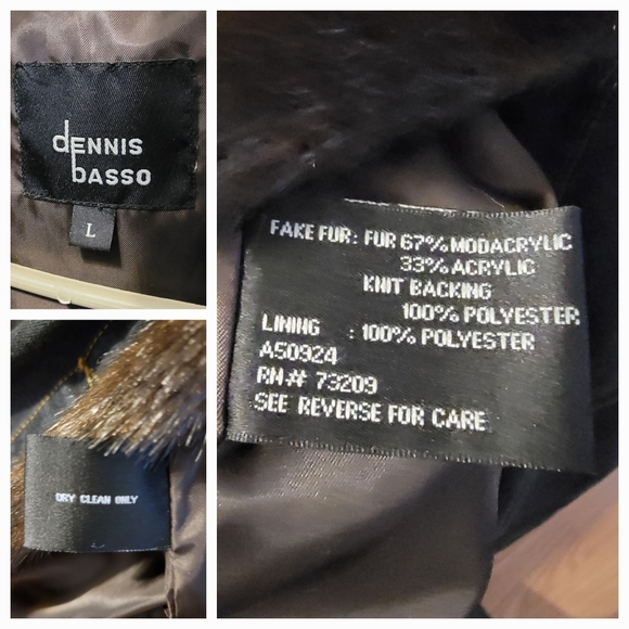 <DENNIS BASSO> Jean Jacket Faux Mink Trim & Removable/Reversible Faux Mink Vest - Picture 17 of 17